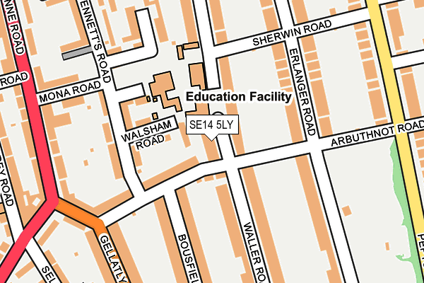 SE14 5LY map - OS OpenMap – Local (Ordnance Survey)