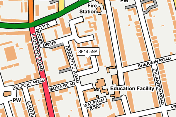 SE14 5NA map - OS OpenMap – Local (Ordnance Survey)