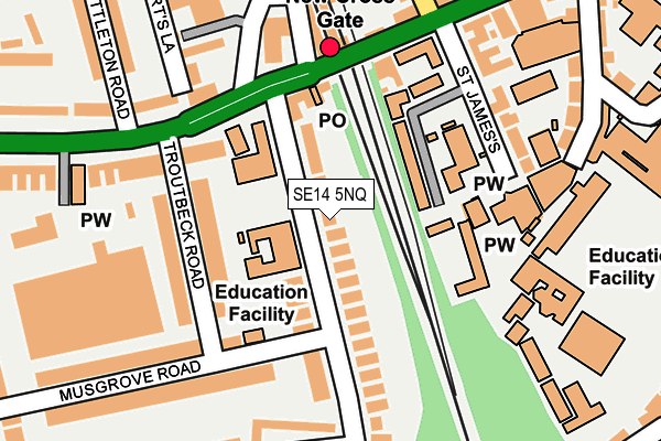 SE14 5NQ map - OS OpenMap – Local (Ordnance Survey)
