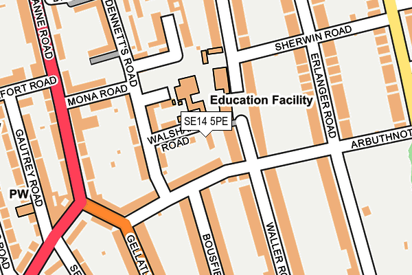 SE14 5PE map - OS OpenMap – Local (Ordnance Survey)