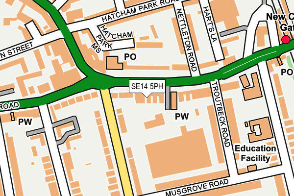 SE14 5PH map - OS OpenMap – Local (Ordnance Survey)