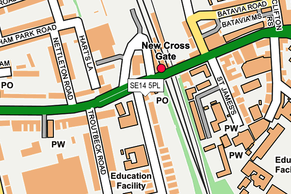 SE14 5PL map - OS OpenMap – Local (Ordnance Survey)
