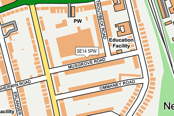SE14 5PW map - OS OpenMap – Local (Ordnance Survey)