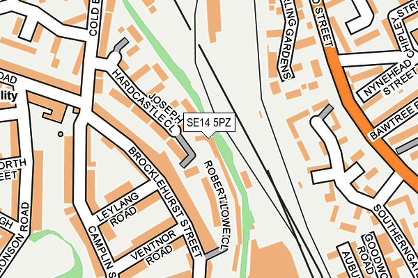 SE14 5PZ map - OS OpenMap – Local (Ordnance Survey)