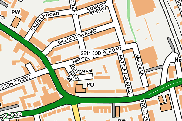 SE14 5QD map - OS OpenMap – Local (Ordnance Survey)