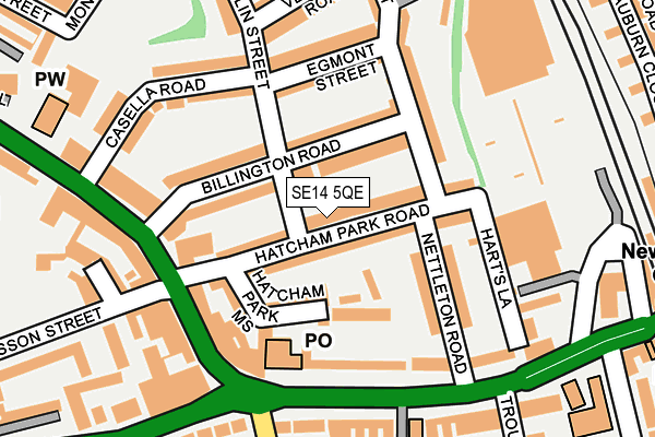 SE14 5QE map - OS OpenMap – Local (Ordnance Survey)