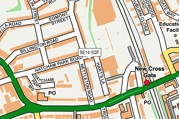 SE14 5QF map - OS OpenMap – Local (Ordnance Survey)