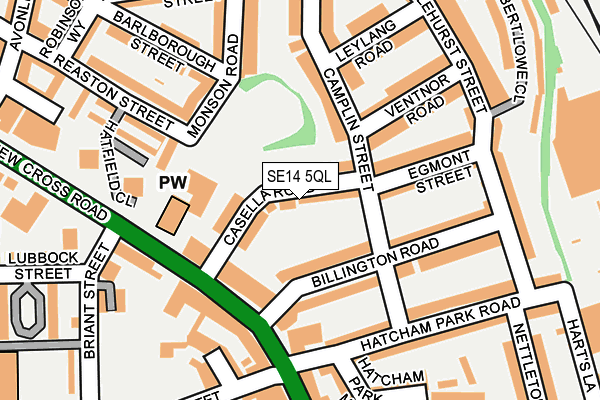 SE14 5QL map - OS OpenMap – Local (Ordnance Survey)