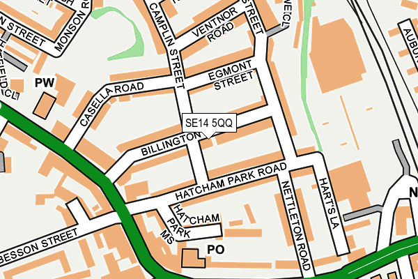 SE14 5QQ map - OS OpenMap – Local (Ordnance Survey)