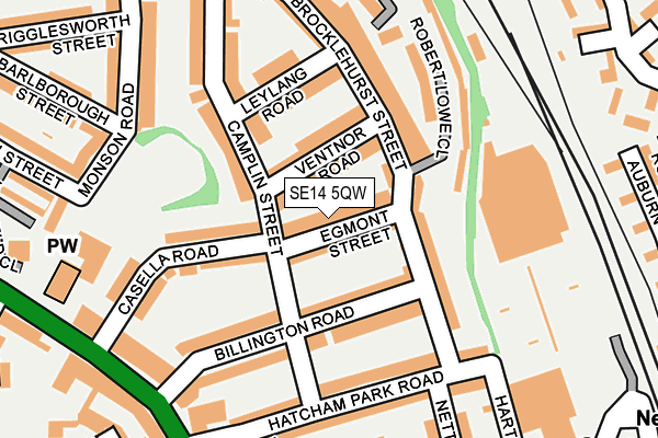 SE14 5QW map - OS OpenMap – Local (Ordnance Survey)