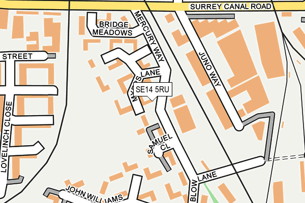 SE14 5RU map - OS OpenMap – Local (Ordnance Survey)