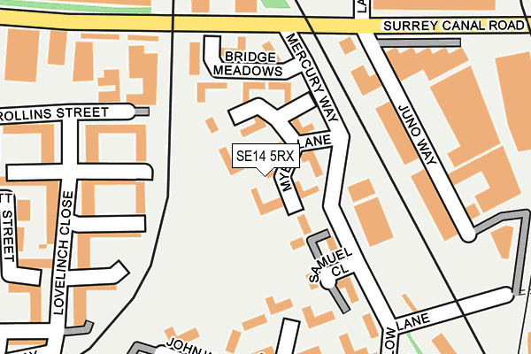 SE14 5RX map - OS OpenMap – Local (Ordnance Survey)