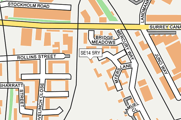 SE14 5RY map - OS OpenMap – Local (Ordnance Survey)
