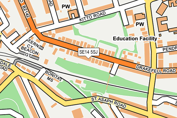 SE14 5SJ map - OS OpenMap – Local (Ordnance Survey)