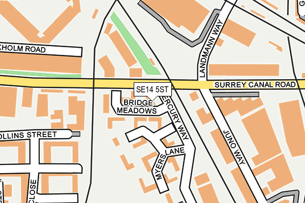 SE14 5ST map - OS OpenMap – Local (Ordnance Survey)