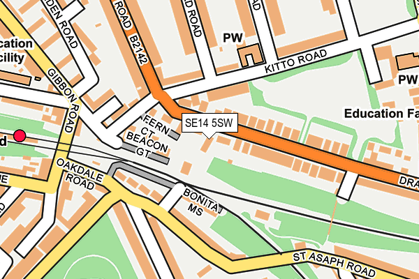 SE14 5SW map - OS OpenMap – Local (Ordnance Survey)