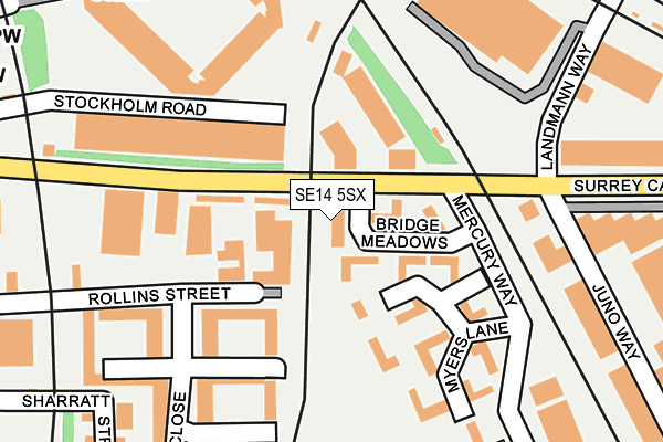 SE14 5SX map - OS OpenMap – Local (Ordnance Survey)