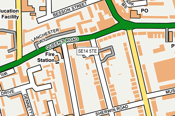 SE14 5TE map - OS OpenMap – Local (Ordnance Survey)