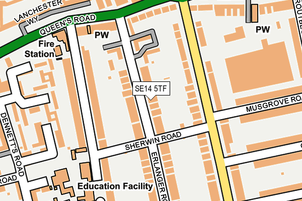 SE14 5TF map - OS OpenMap – Local (Ordnance Survey)