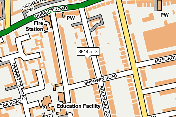 SE14 5TG map - OS OpenMap – Local (Ordnance Survey)