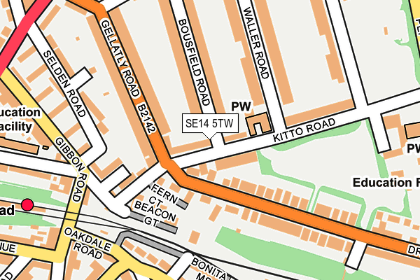 SE14 5TW map - OS OpenMap – Local (Ordnance Survey)