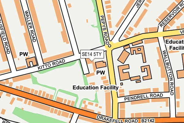 SE14 5TY map - OS OpenMap – Local (Ordnance Survey)