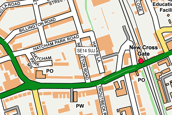 SE14 5UJ map - OS OpenMap – Local (Ordnance Survey)