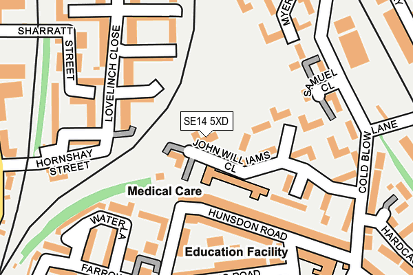 SE14 5XD map - OS OpenMap – Local (Ordnance Survey)