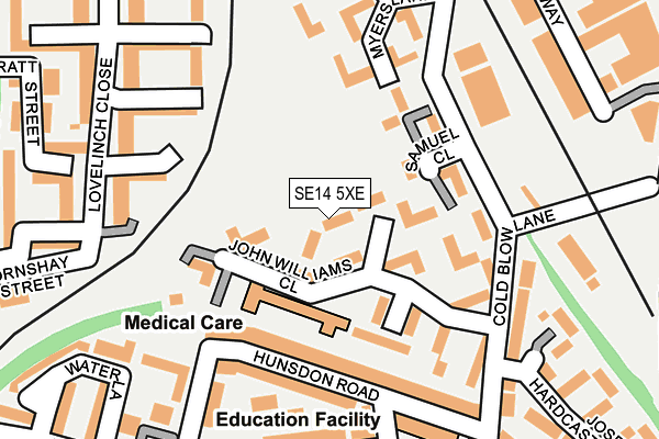 SE14 5XE map - OS OpenMap – Local (Ordnance Survey)