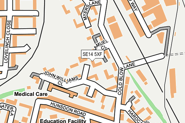 SE14 5XF map - OS OpenMap – Local (Ordnance Survey)