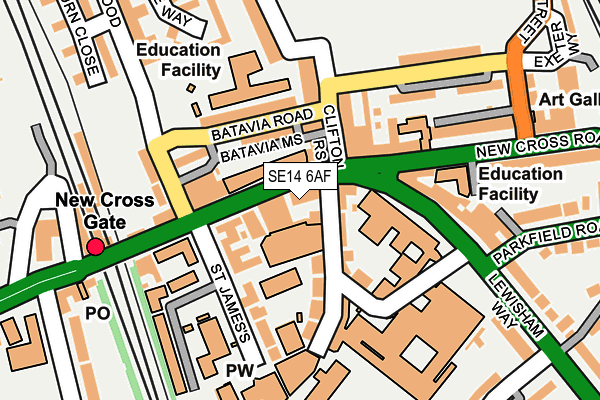 SE14 6AF map - OS OpenMap – Local (Ordnance Survey)