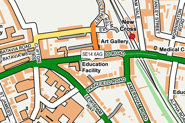 SE14 6AG map - OS OpenMap – Local (Ordnance Survey)