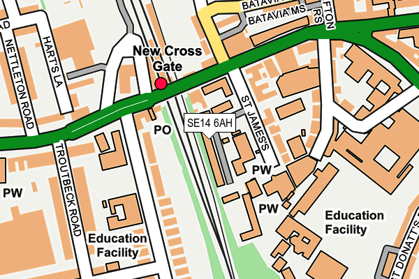 SE14 6AH map - OS OpenMap – Local (Ordnance Survey)