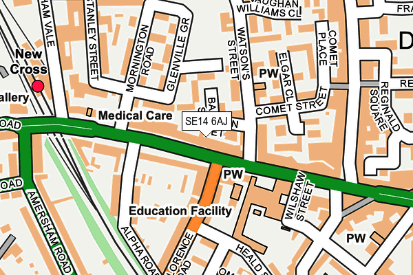 SE14 6AJ map - OS OpenMap – Local (Ordnance Survey)