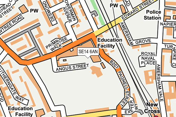 SE14 6AN map - OS OpenMap – Local (Ordnance Survey)
