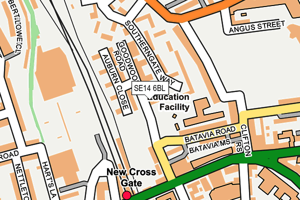 SE14 6BL map - OS OpenMap – Local (Ordnance Survey)