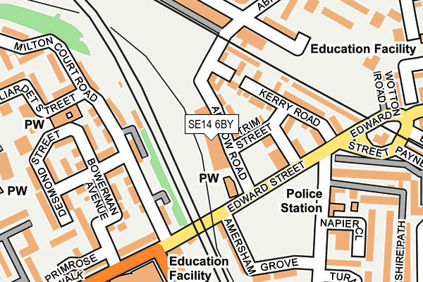 SE14 6BY map - OS OpenMap – Local (Ordnance Survey)