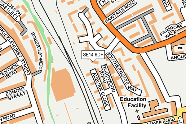 SE14 6DF map - OS OpenMap – Local (Ordnance Survey)