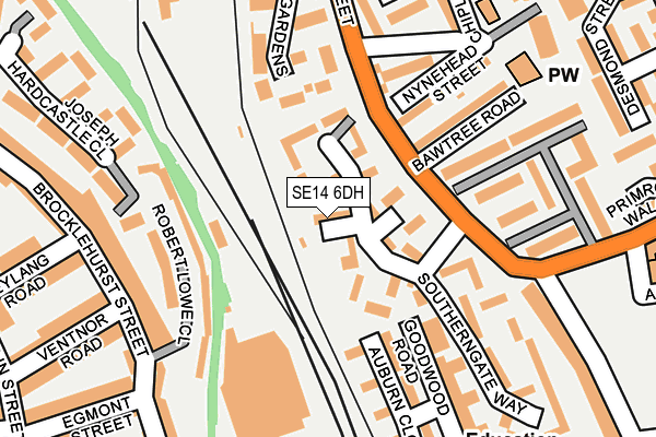 SE14 6DH map - OS OpenMap – Local (Ordnance Survey)