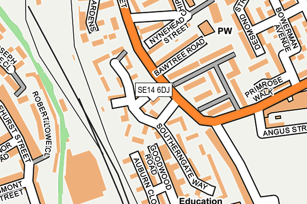 SE14 6DJ map - OS OpenMap – Local (Ordnance Survey)