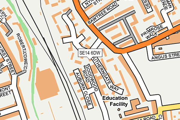 SE14 6DW map - OS OpenMap – Local (Ordnance Survey)