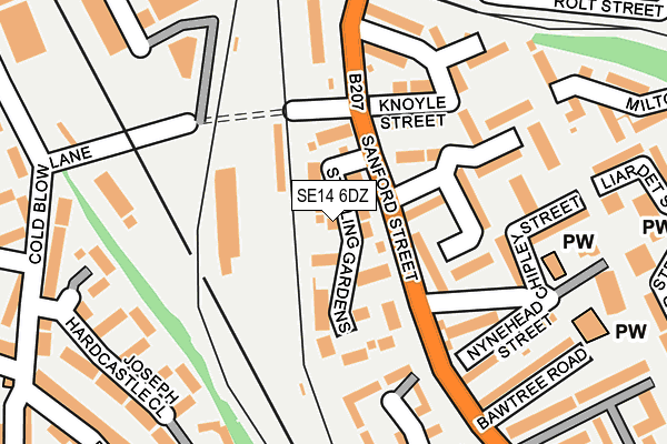 SE14 6DZ map - OS OpenMap – Local (Ordnance Survey)