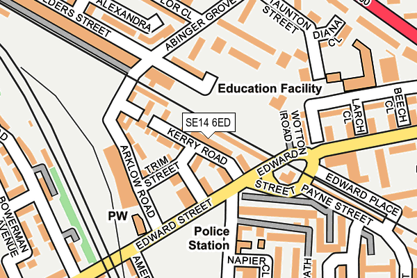 SE14 6ED map - OS OpenMap – Local (Ordnance Survey)