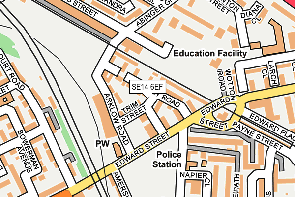 SE14 6EF map - OS OpenMap – Local (Ordnance Survey)