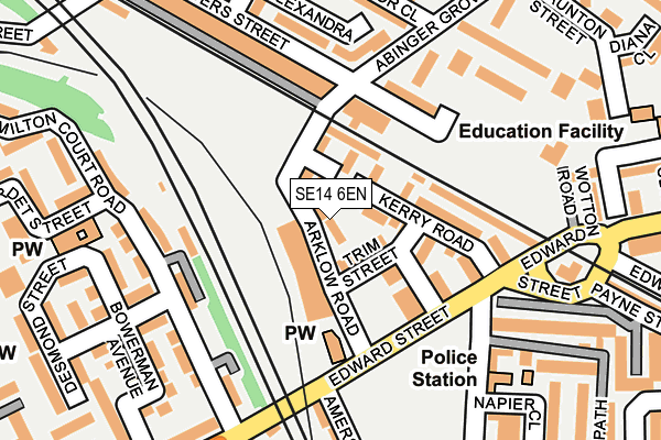 SE14 6EN map - OS OpenMap – Local (Ordnance Survey)