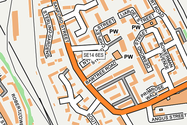 SE14 6ES map - OS OpenMap – Local (Ordnance Survey)
