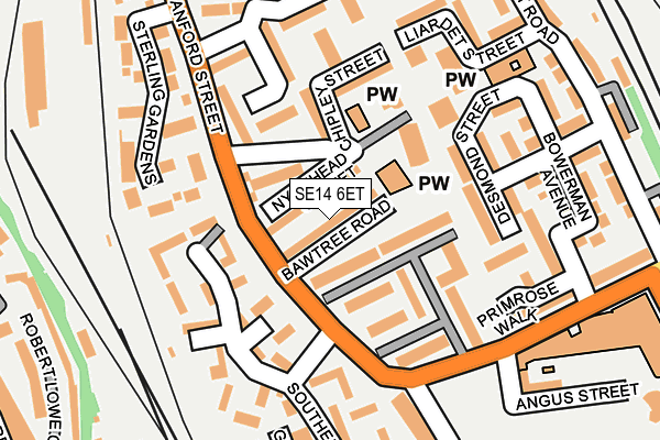 SE14 6ET map - OS OpenMap – Local (Ordnance Survey)