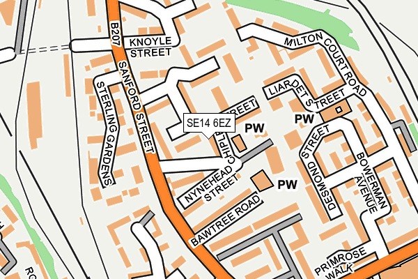 SE14 6EZ map - OS OpenMap – Local (Ordnance Survey)