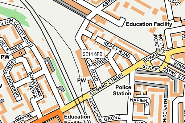 SE14 6FB map - OS OpenMap – Local (Ordnance Survey)
