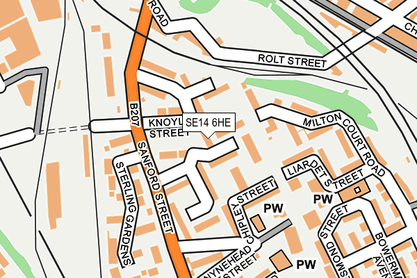 SE14 6HE map - OS OpenMap – Local (Ordnance Survey)